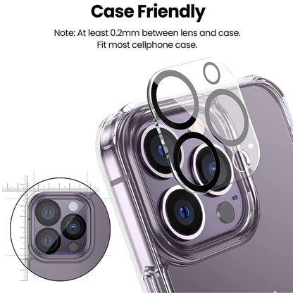 For Apple iPhone 15 Pro (6.1") Tempered Glass Camera Lens Protector Ultra HD, 9H Hardness, Scratch Resistant Back Camera Protection Clear Screen Protector