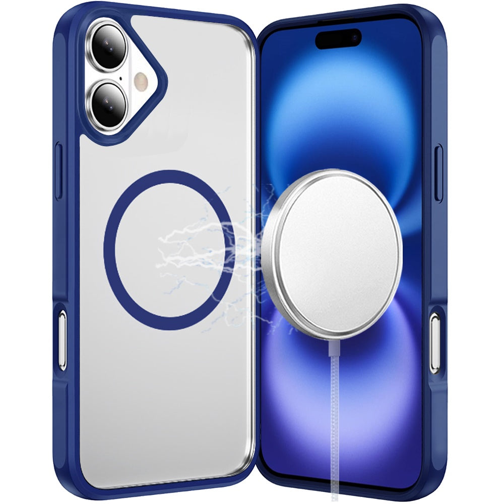 For Apple iPhone 17 Magnetic Circle HQ Transparent Clear TPU Thick 2.0mm Frame Hybrid Shockproof Protector Case Cover