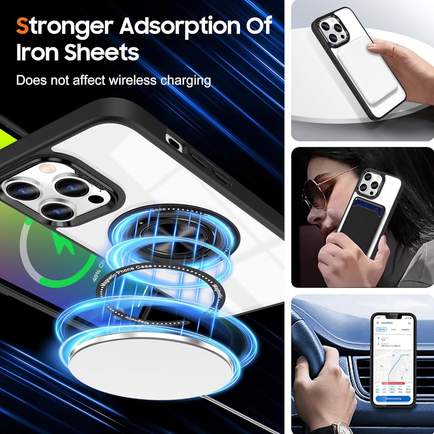 For Samsung Galaxy S25 Ultra Clear Transparent Back Hybrid with Rotating Ring Stand, MagSafe Compatible Shockproof Slim TPU PC Case Cover