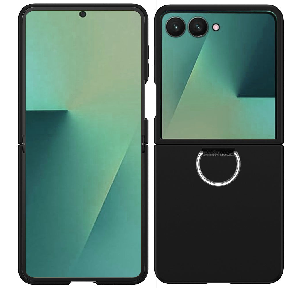 For Samsung Galaxy Z Flip 7 Case with Finger Hook Hybrid Grip Holder, Shockproof Slim Fit Rubber TPU + Hard PC Case Cover