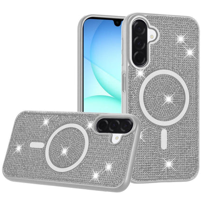 For Samsung Galaxy A17 5G Sparkly Diamond Bling Case Rhinestone Skin Hybrid with Magnetic Circle, MagSafe Compatible Case Cover