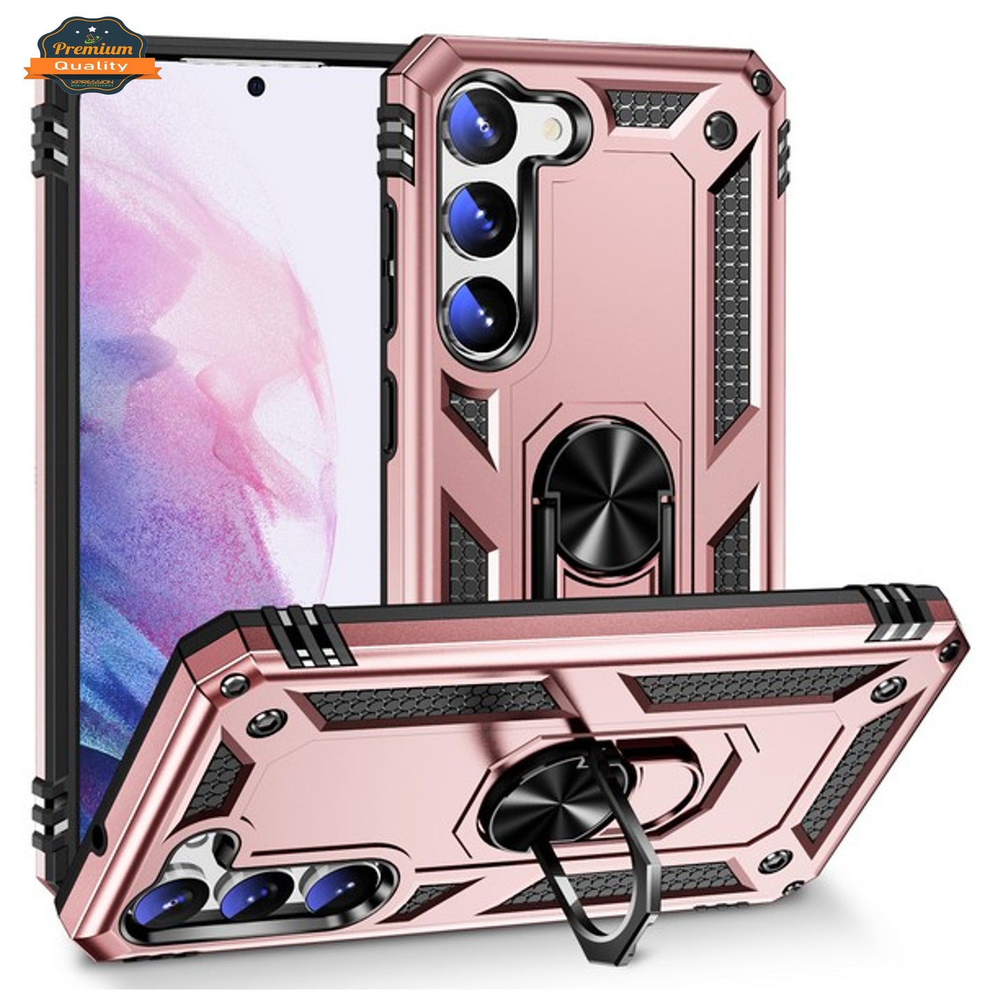 For Samsung Galaxy S26 Ultra Shockproof Hybrid Dual Layer PC + TPU with Metal Ring Kickstand Heavy Duty Armor Shell Case Cover