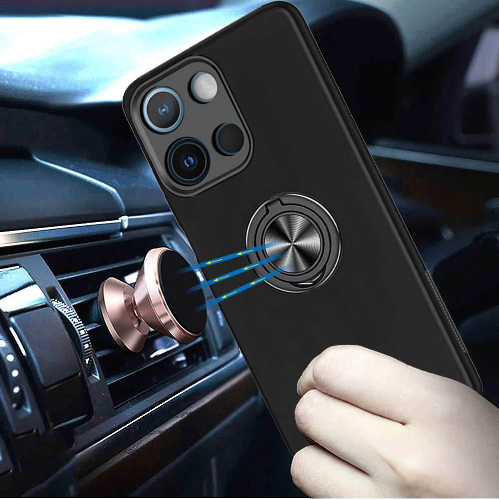 For Motorola Moto G Play 5G 2026 Hybrid 360 Degree Rotatable Metal Invisible Ring Stand Holder Slim Fit Magnetic Car Mount Shockproof Case Cover Cosmic Orange