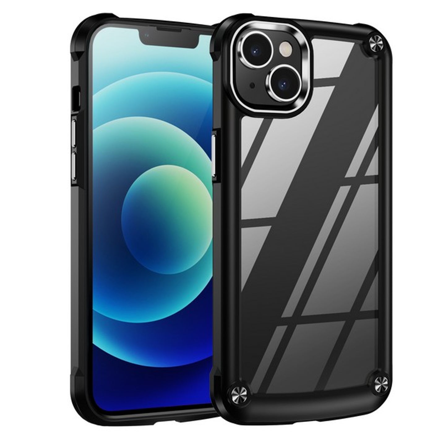 For Apple iPhone 15 Pro Max (6.7") Heavy Duty Hybrid Clear back Shield Hard PC + TPU Bumper Edge Frame Shockproof  Phone Case Cover