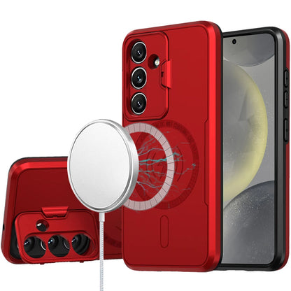 For Samsung Galaxy S25+ /S25 Plus /S24+ Plus Foldable Camera Protector Kickstand with MagSafe Compatible, Dual Layer Hybrid Shockproof Case Cover