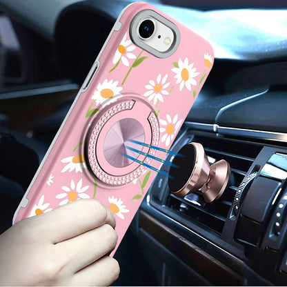 For Apple iPhone 17E /16E Pattern Design Hybrid with Invisible Ring Stand & Magnetic Back, Shockproof Protective Grip Case Cover
