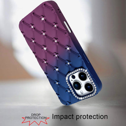 For iPhone 16 Pro Max (6.9") Fashion Flower Design Sparkle Glitter Shimmer Rhinestone Bling Floral Accents, Leather Texture TPU Case Cover