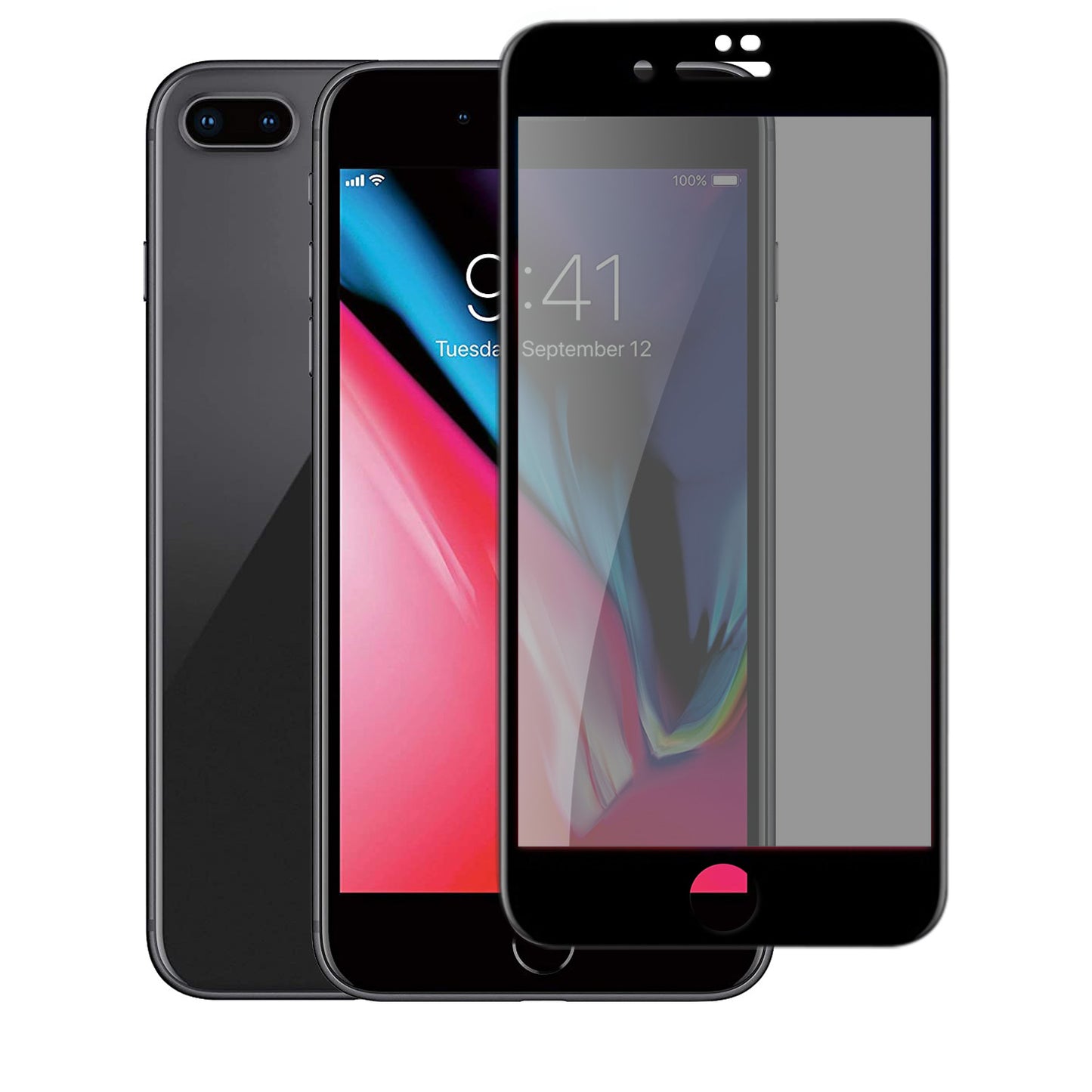 For Apple iPhone SE 3 (2022) SE/8/7 Privacy Screen Protector, Anti Spy Anti Peeping Tempered Glass Full Protective Film, 9H, Anti Scratch, Easy Install Case Cover Black