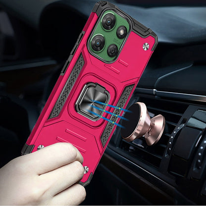 For Samsung Galaxy S25 Fan Edition /Galaxy S25 FE Armor Hybrid Magnetic Stand with Ring Holder Kickstand Shockproof Heavy-Duty Durable Rugged TPU Dual Layer Case Cover Hot Pink