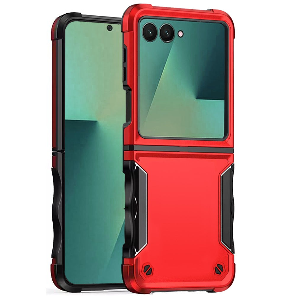 For Samsung Galaxy Z Flip 7 Slim Tough Shockproof Hybrid Heavy Duty 2in1 Dual Layer TPU Bumper Rugged Rubber Defend Armor Case Cover Red