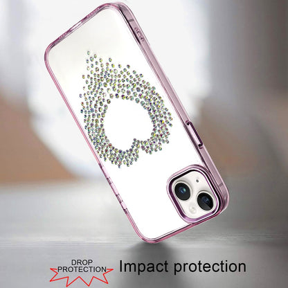 Phone Case for iPhone 15 (6.1") Angel Hearts Bling Shimmer Colorful Glitter Chrome Edge Shockproof Stylish Hybrid Design Cover Purple