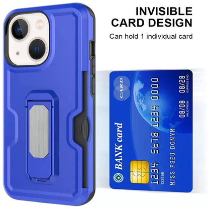 For Motorola Moto G Stylus 5G 2025 Hybrid Wallet Case with Invisible ID Card Slot, Kickstand, Holster Belt Clip, Heavy-Duty Protection Case Cover Blue