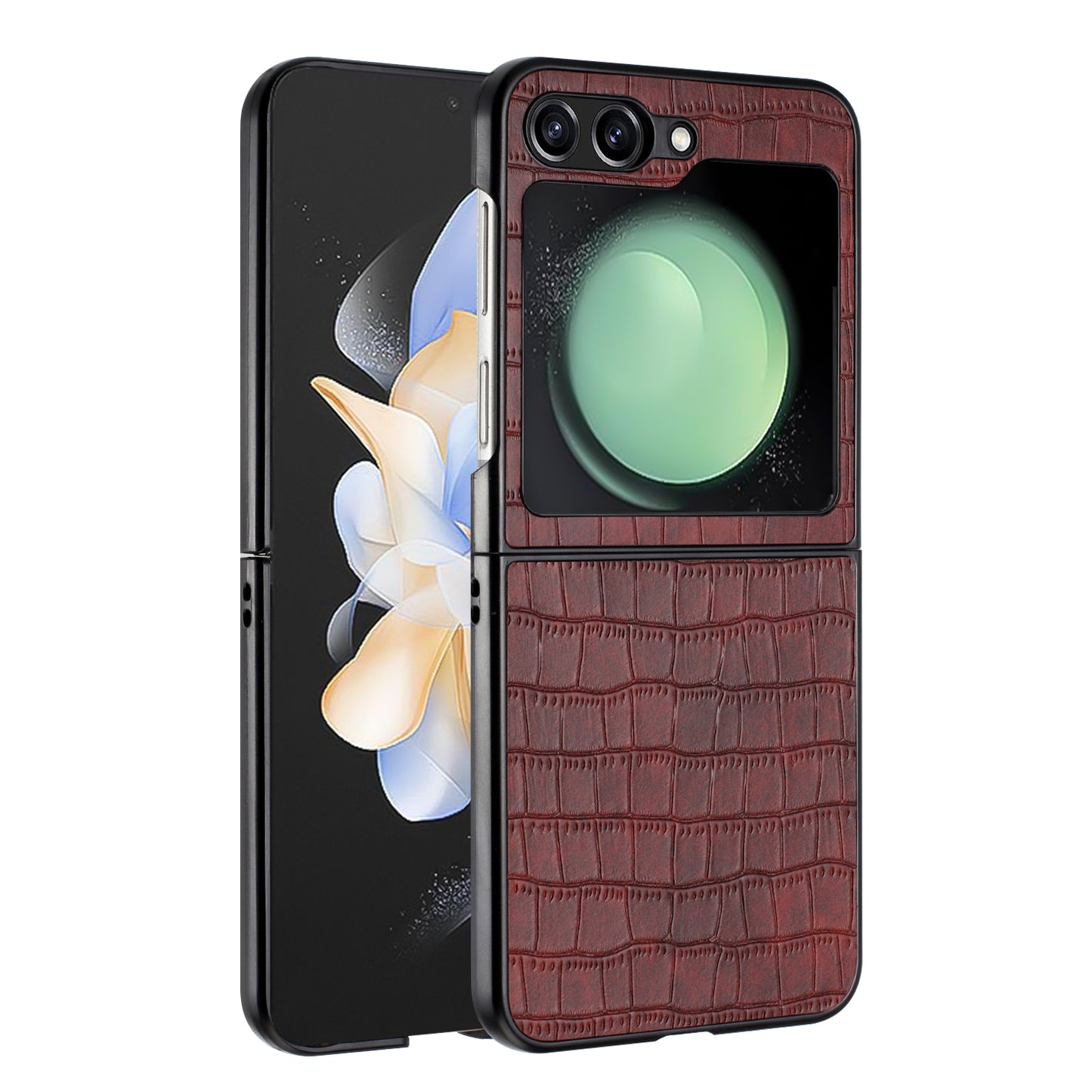 For Motorola Razr 2024 Premium PU Vegan Leather Hard Snap-On Slim Protective Shell Cover, Elegant Finish Case Cover Brwn
