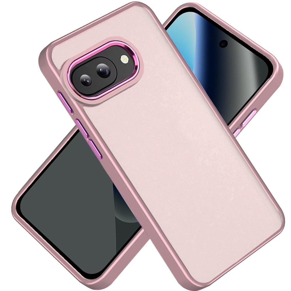 Phone Case for Google Pixel 10A Polished Acrylic Hybrid TPU Slim Shockproof Metal Button Thick Durable Grip Camera Protection Anti-Scratch Cover