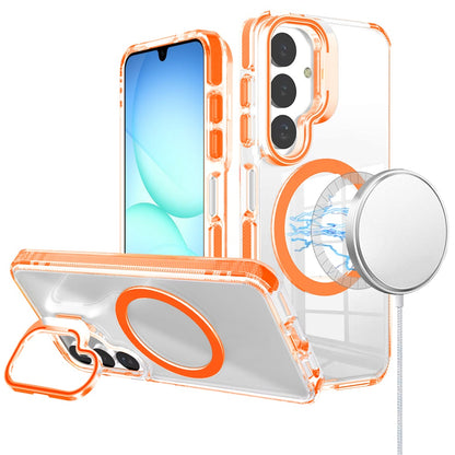 Phone Case for Samsung Galaxy A17 5G Magnetic Transparent Tough Hybrid Camera Guard Stand Shockproof Color Edge Rugged Grip Durable Cover Cosmic Orange