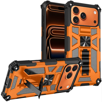 For Apple iPhone 17 (6.3") Hybrid Shockproof [Military Grade] Rugged Protective with Magnetic Car Mount & Invisible Stand Case Cover Cosmic Orange