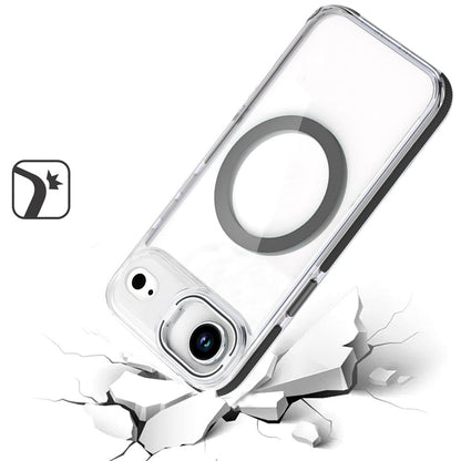 For Apple iPhone 17 AIR Hybrid Clear Back Case with Invisible Camera Bracket Stand, MagSafe Magnetic Circle, Shockproof Color Frame Case Cover Black