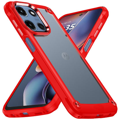 For Motorola Moto G 5G 2025 Hybrid Transparent Rubber with Metal Buttons & Camera Edges Hard TPU Corner Frame Bumper Case Cover