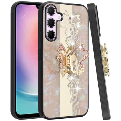 For Samsung Galaxy A26 Diamonds 3D Fashion Bling Sparkly Glitter Ornaments Engraving Hybrid with Ring Stand Case Cover