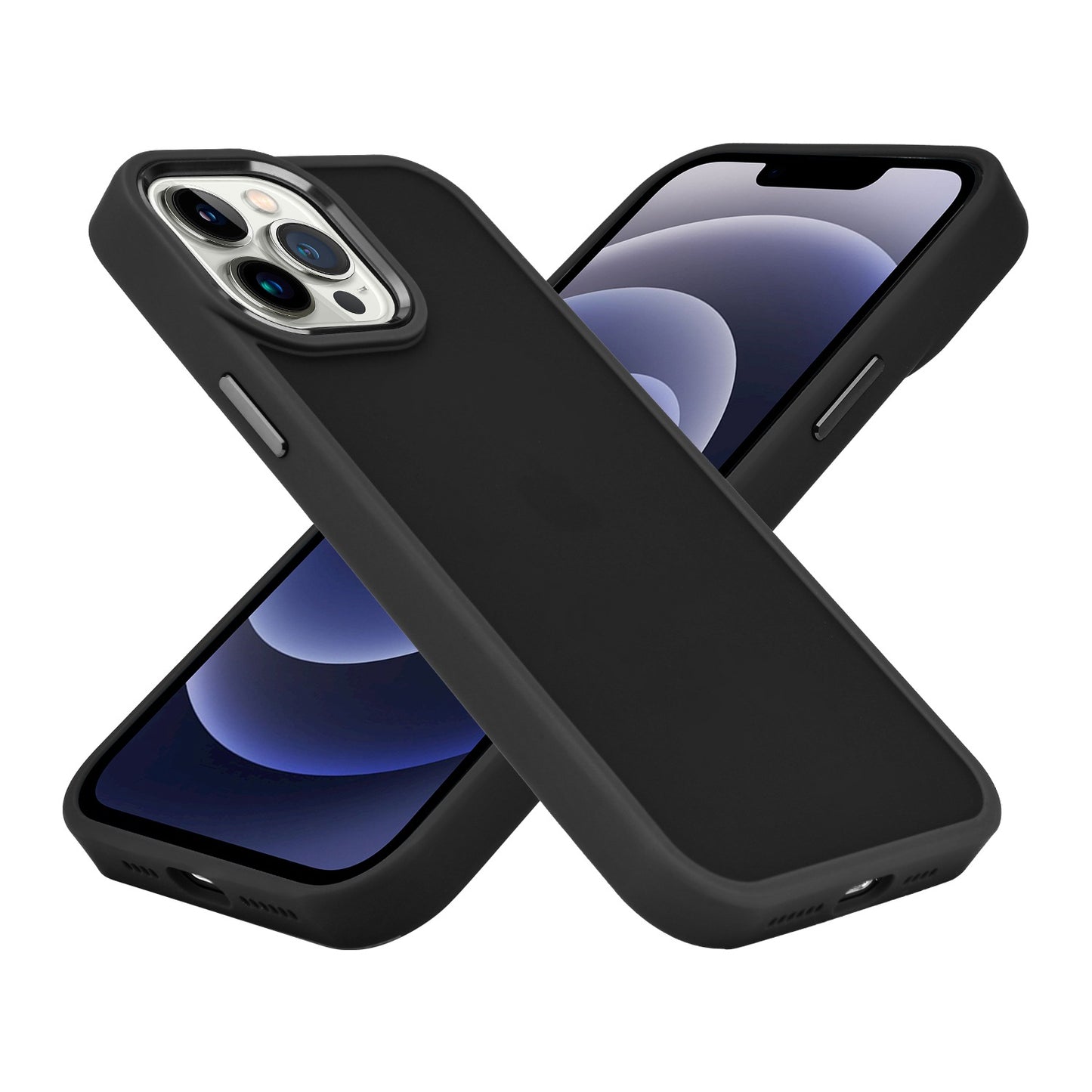 Phone Case for Apple iPhone 12 Pro Max Polished Acrylic Hybrid TPU Slim Shockproof Metal Button Thick Durable Grip Camera Protection Anti-Scratch Cover Black