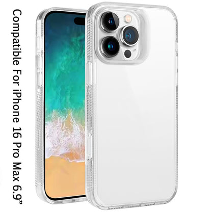 For Apple iPhone 16 Pro Max (6.9") Classic Transparent Hybrid Acrylic Thick 2.0mm Rubber Gummy Hard Back PC TPU Frame Case Cover Clear