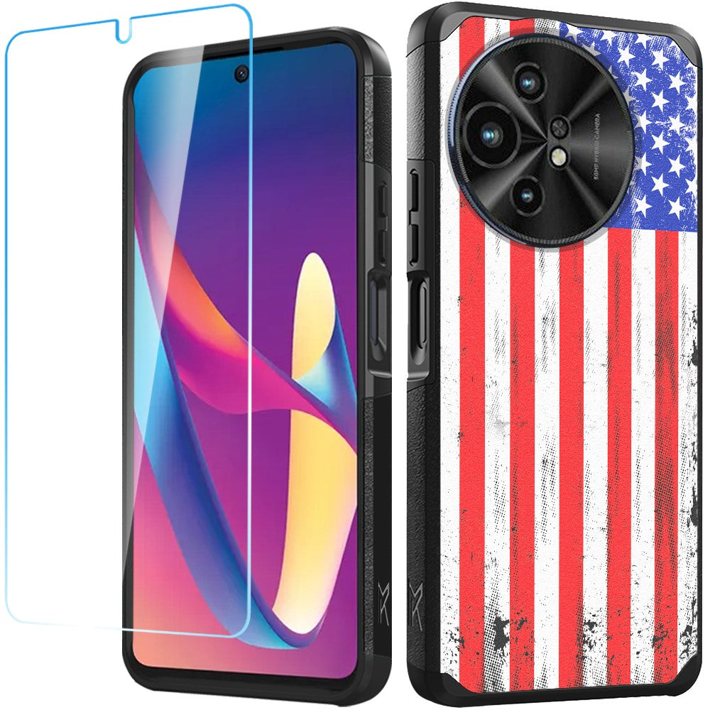 For TCL 50 XL 5G Fashion Graphic Design Pattern Hard PC TPU 2in1 Tough Strong Hybrid Shockproof Frame + Screen Protectror Case Cover -