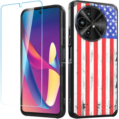 For TCL 50 XL 5G Fashion Graphic Design Pattern Hard PC TPU 2in1 Tough Strong Hybrid Shockproof Frame + Screen Protectror Case Cover -