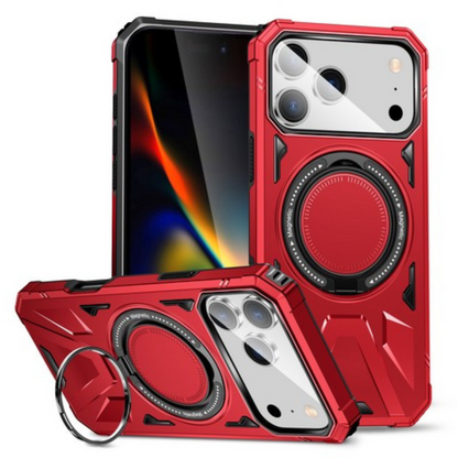 For Apple iPhone 17 Pro Tough Shockproof Hybrid Magnetic Large Rotating Ring Stand Compatible with MagSafe Case Cover