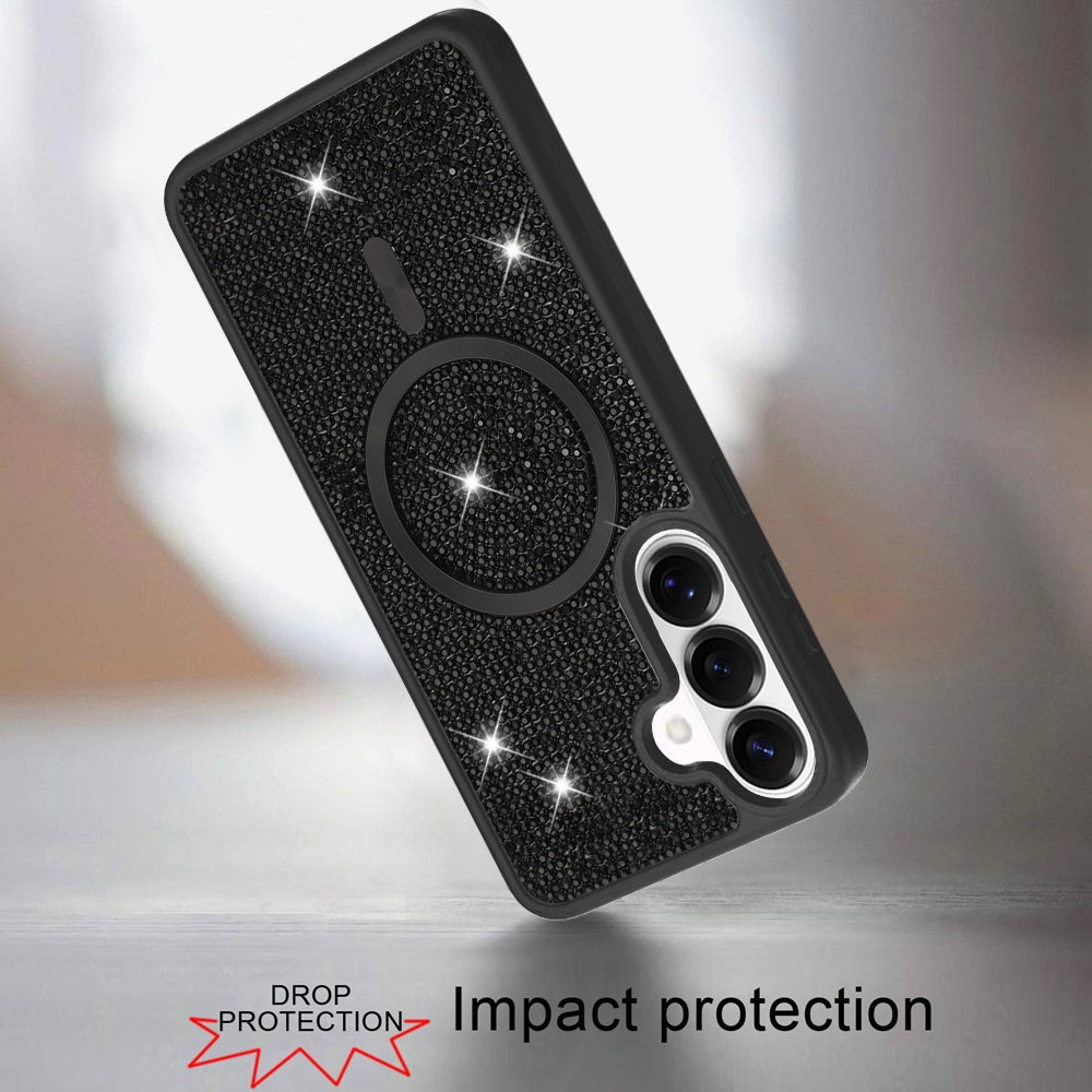 Phone Case for Samsung Galaxy S26 Magnetic Bling Diamond Sparkle Hybrid Shockproof Rugged Grip Durable Protection Anti-Slip Armor Design Cover