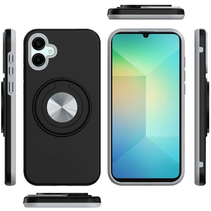 For Samsung Galaxy A06 Metal Matte Hybrid with Invisible Rotational Ring Stand, Car Mount Friendly, Military Grade Slim Fit Sturdy Case Cover