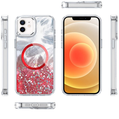 For iPhone 12 / iPhone 12 Pro (6.1") Epoxy Glitter Shimmer Fashion Case with Magnetic Magsafe Compatible Hybrid Sparkling Slim Protective Case Cover