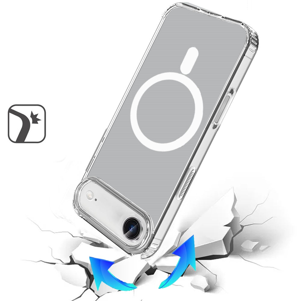 For Apple iPhone 17 AIR Classic Hybrid True Transparent Magnetic Circle - Shockproof Hybrid Clear Bumper, Compatible with MagSafe Case Cover Clear