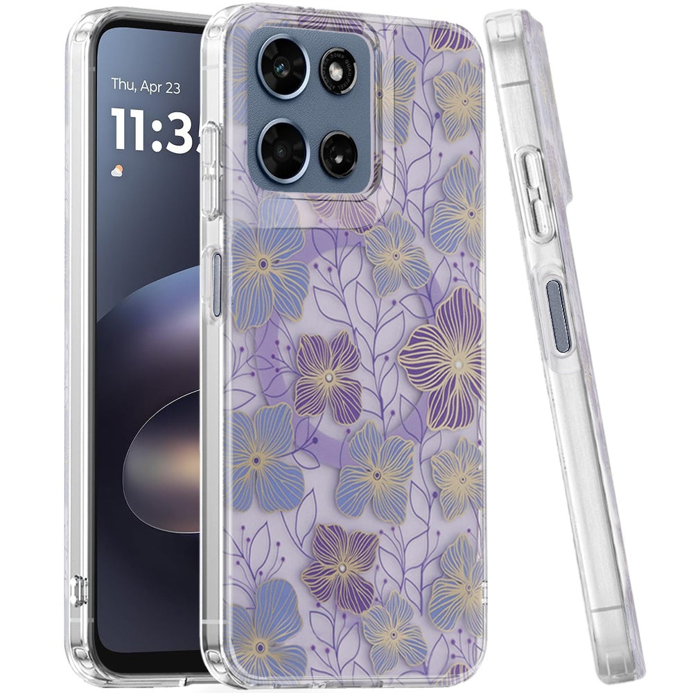 Phone Case for Motorola Moto G Play 5G 2026 Shockproof Dual Layer TPU IMD Print Rugged Anti-Slip Grip Drop Protection Scratch Resistant Slim Fit Glossy Floral Heart Aesthetic Cover