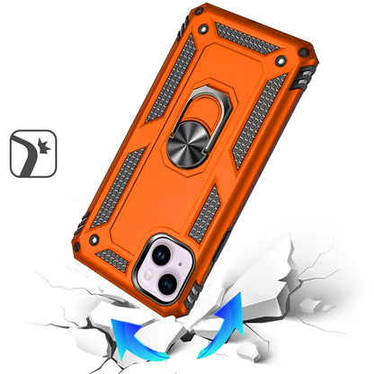 For Apple iPhone 15 Hybrid Shockproof Durable 360 Degree Rotatable Ring Stand Holder Kickstand Fit Magnetic Car Mount Case Cover Cosmic Orange