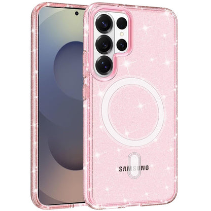 For Samsung Galaxy S26 Ultra MagSafe Compatible Glitter Sparkle Bling Hybrid Case with Magnetic Circle, Slim TPU & Hard PC Frame Case Cover