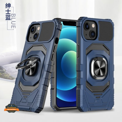 For Apple iPhone 15 (6.1") Hybrid Magnetic Car Mount Ring Kickstand Stand Holder Armor Protective [Military Grade]  Phone Case Cover