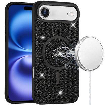 For Apple iPhone 17 Air (6.6") Sparkly Diamond Bling Case Rhinestone Skin Hybrid with Magnetic Circle, MagSafe Compatible Case Cover