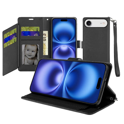 For Apple iPhone 17 Air (6.6") Wallet Cases PU Leather with Credit Card /ID /Cash Holder Slot Dual Flip Book Pouch, Stand and Strap Case Cover