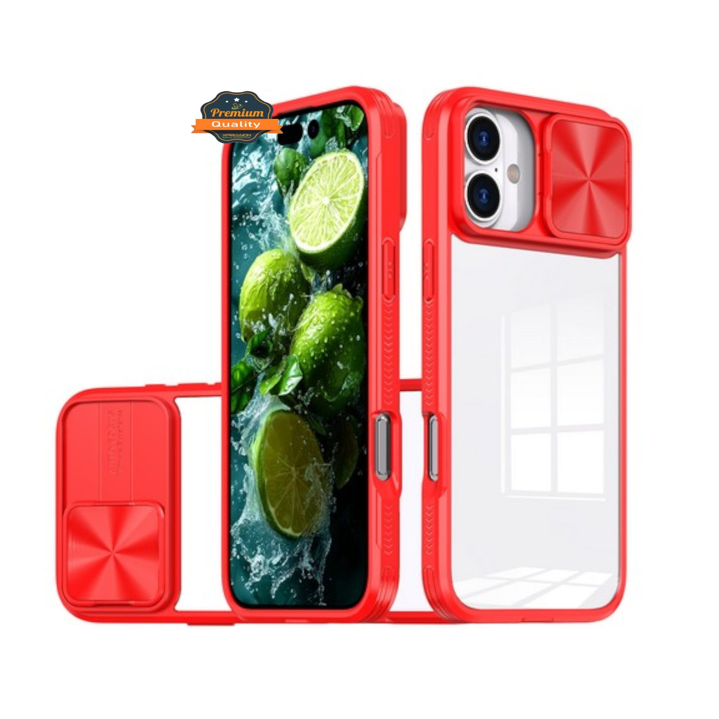 For Motorola Moto G 5G 2025 Hybrid Slim Case with Slide Camera Protector, Shockproof TPU Clear Back & Color Frame Bumper Case Cover