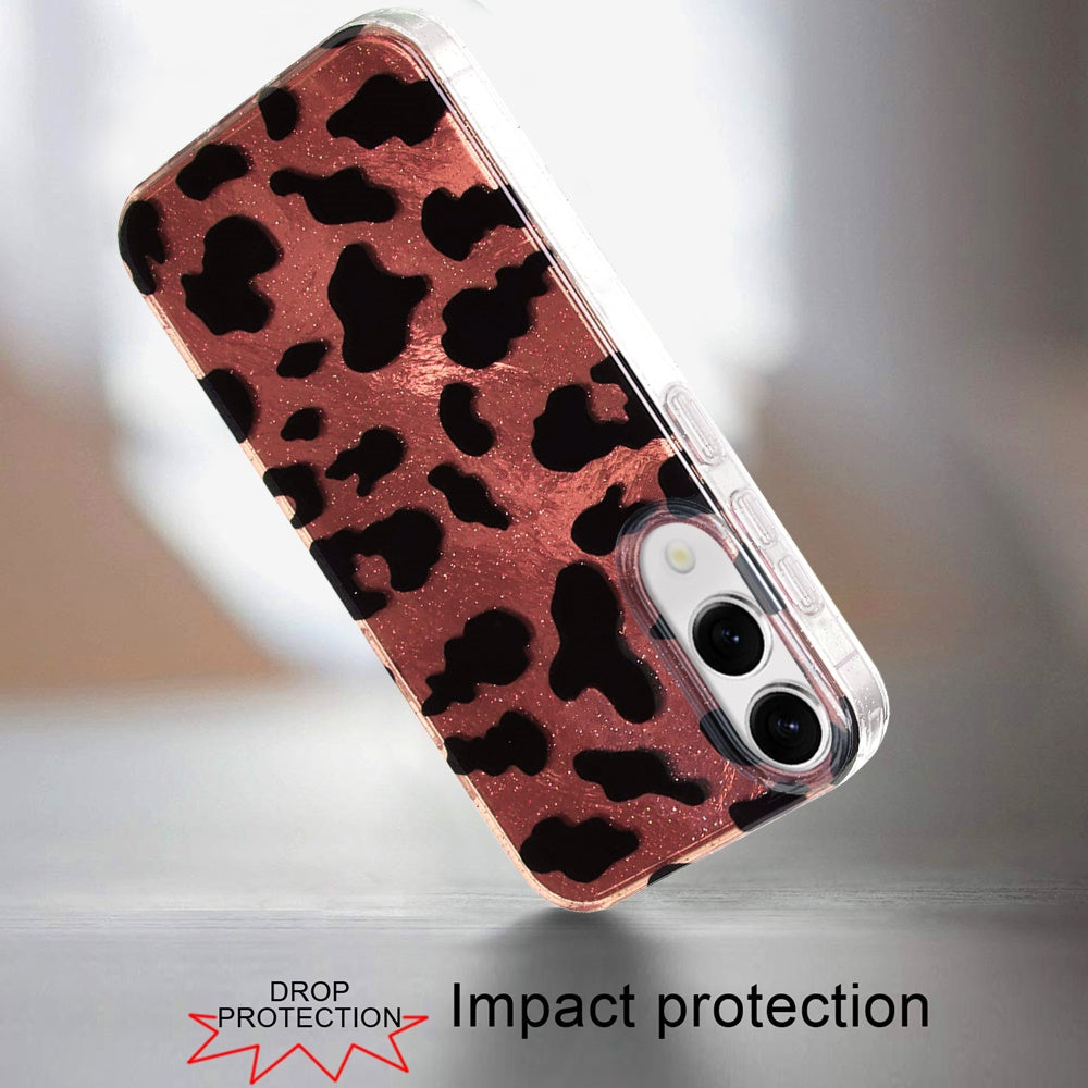 For Samsung Galaxy S25 EDGE Glitter Leopard, Fashion Design Animal Skin Print Slim IMD TPU Dual Layer Shockproof Protective Case Cover Beauty Leopard