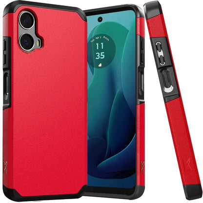 For Motorola Moto G 5G 2024 Premium Slim Tough 2in1 Hybrid Case Dual-Layer PC TPU Rubber Armor with Shockproof Protection Case Cover Red