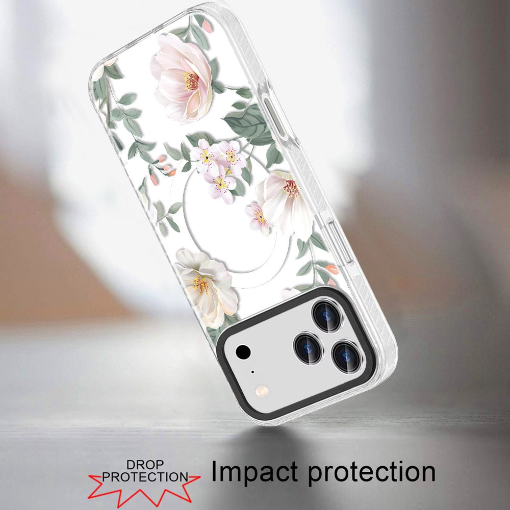 For Apple iPhone 17 Pro Max Magnetic Hybrid Stylish Design IMD Pattern, Compatible with MagSafe, Slim TPU Case Cover