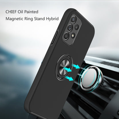 For Samsung Galaxy A52 5G Hybrid 360 Degree Rotatable Metal Invisible Ring Stand Holder Slim Fit Magnetic Car Mount Shockproof Case Cover Black