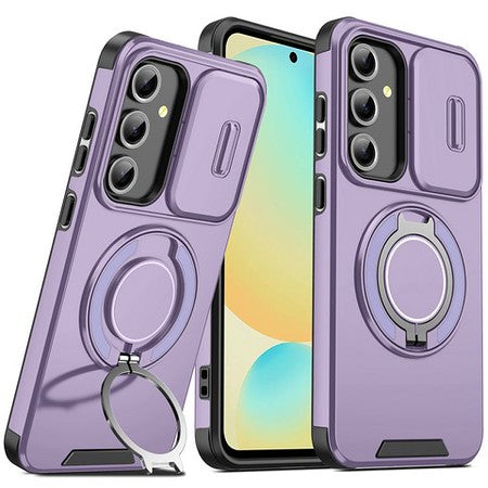 For Samsung Galaxy S26 Hybrid Case with 360° Magnetic Ring Stand, Camera Slide Protector & Compatible with MagSafe Case Cover