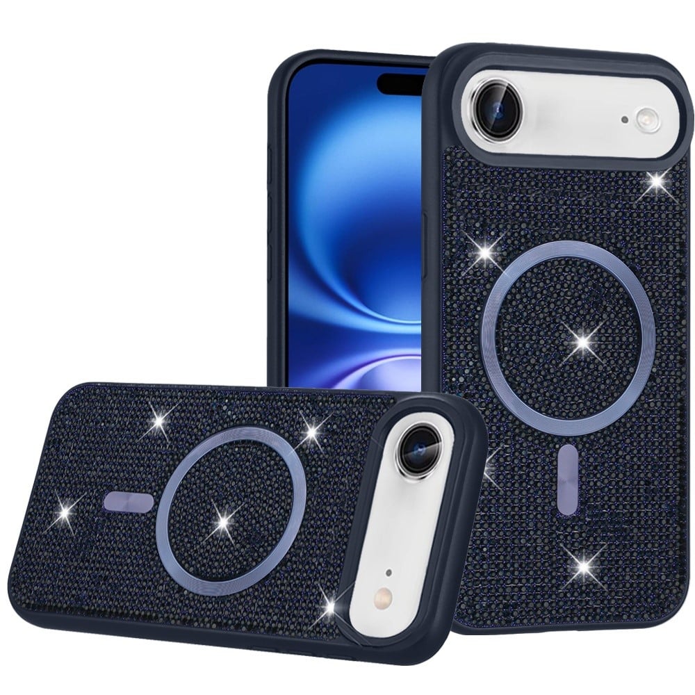 For Apple iPhone 17 Air (6.6") Sparkly Diamond Bling Case Rhinestone Skin Hybrid with Magnetic Circle, MagSafe Compatible Case Cover
