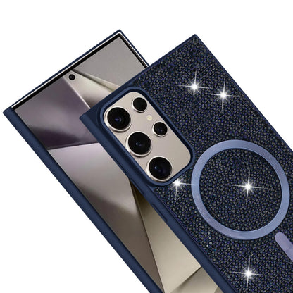For Samsung Galaxy S25 Ultra Sparkly Diamond Bling Case Rhinestone Skin Hybrid with Magnetic Circle, MagSafe Compatible Case Cover