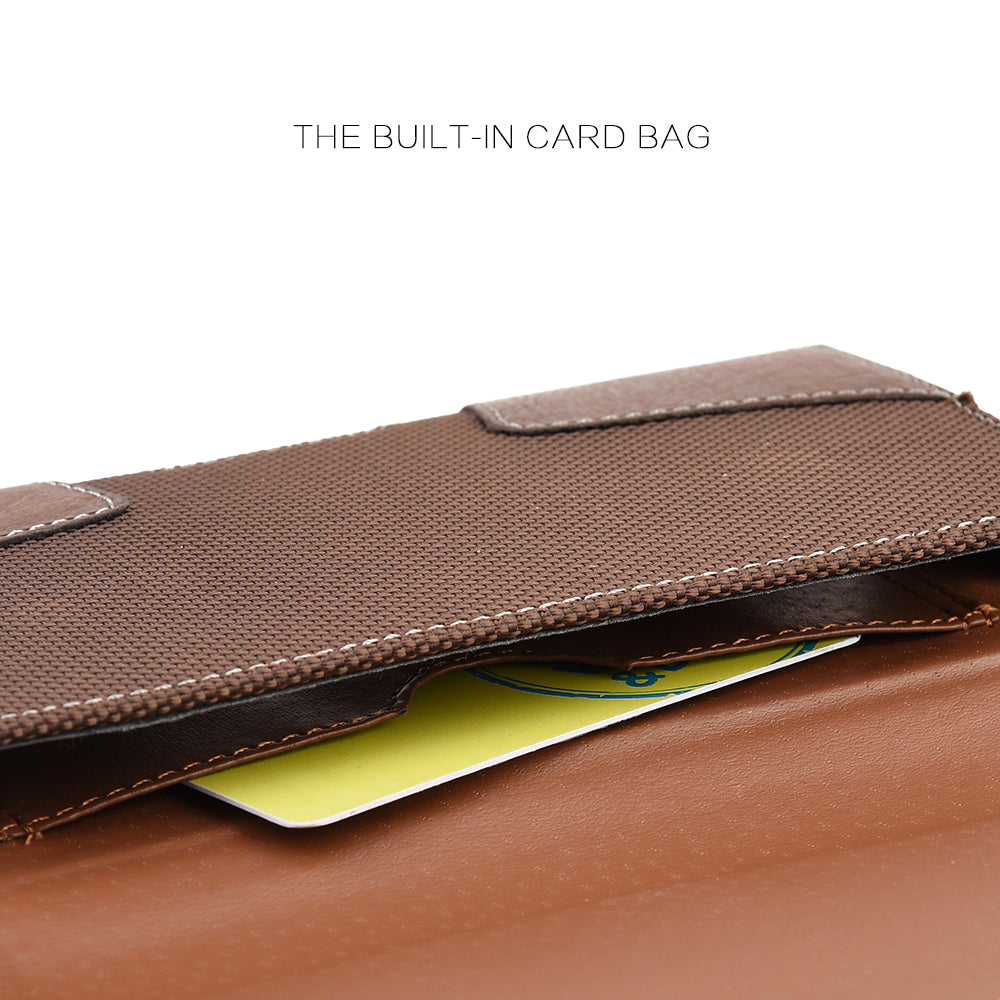 For Apple iPhone 16 Pro (6.3") Horizontal Universal Pouch Case PU Leather Cell Phone Holster with Belt Clip and Card Slot Pocket Cover (Size 6.3") [Brown]