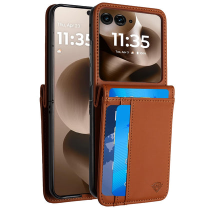 For Samsung Galaxy Z Fold 7 Wallet Case PU Leather Back Storage with Card ID Slot, Pocket Holder, Hybrid Protective Case Cover Brown