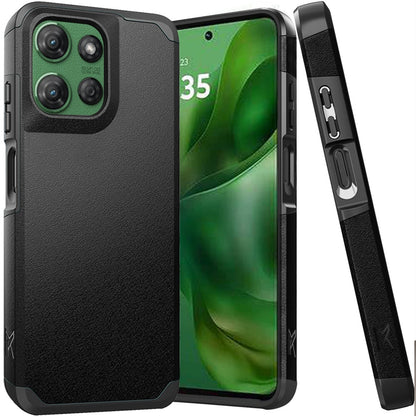 For Motorola Moto G Stylus 5G 2025 Premium Slim Tough 2in1 Hybrid Case Dual-Layer PC TPU Rubber Armor with Shockproof Protection Case Cover Black