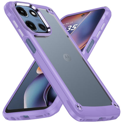 For Motorola Moto G 5G 2025 Hybrid Transparent Rubber with Metal Buttons & Camera Edges Hard TPU Corner Frame Bumper Case Cover